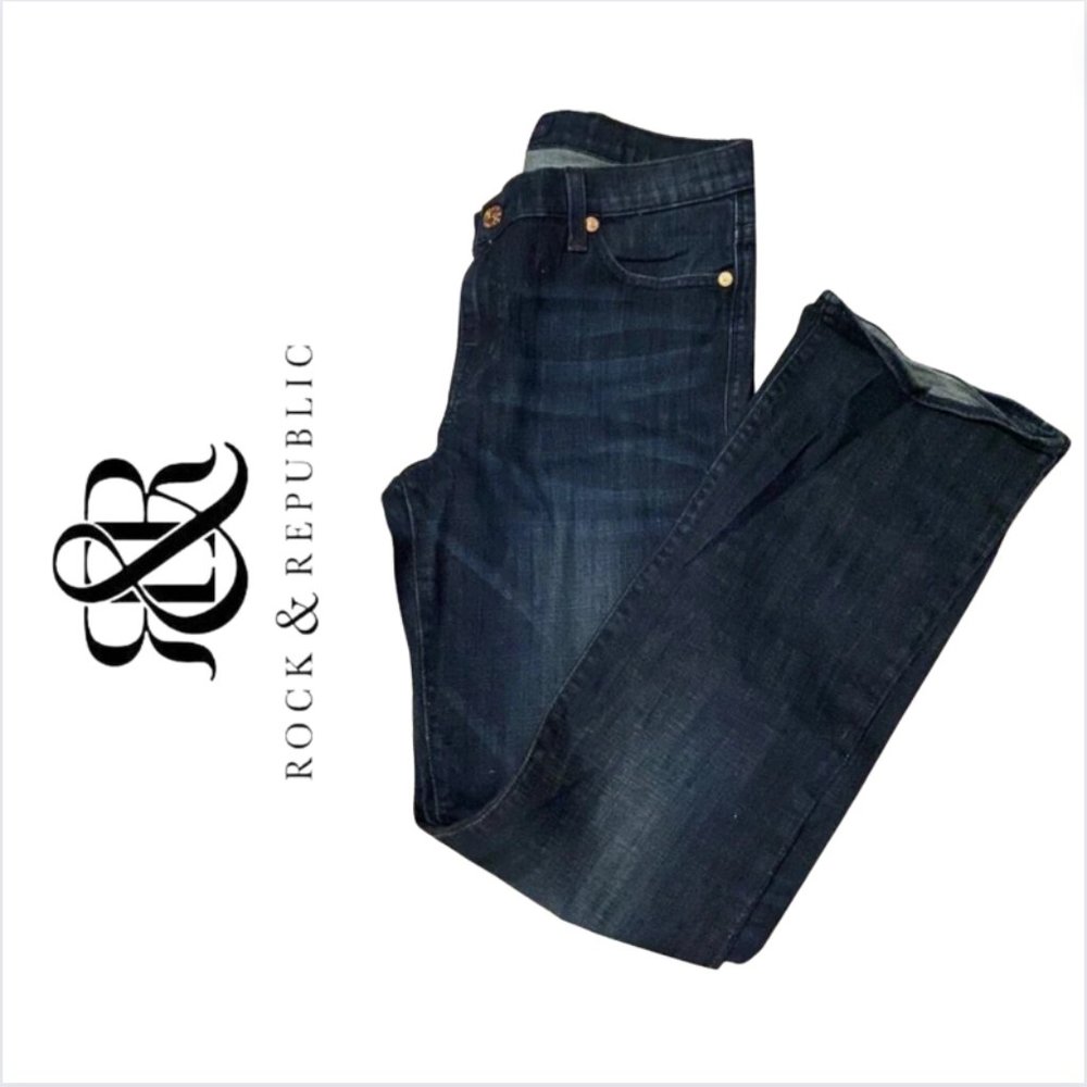 Rock & Republic Kasandra Bootcut Jeans 14  Dark Wash